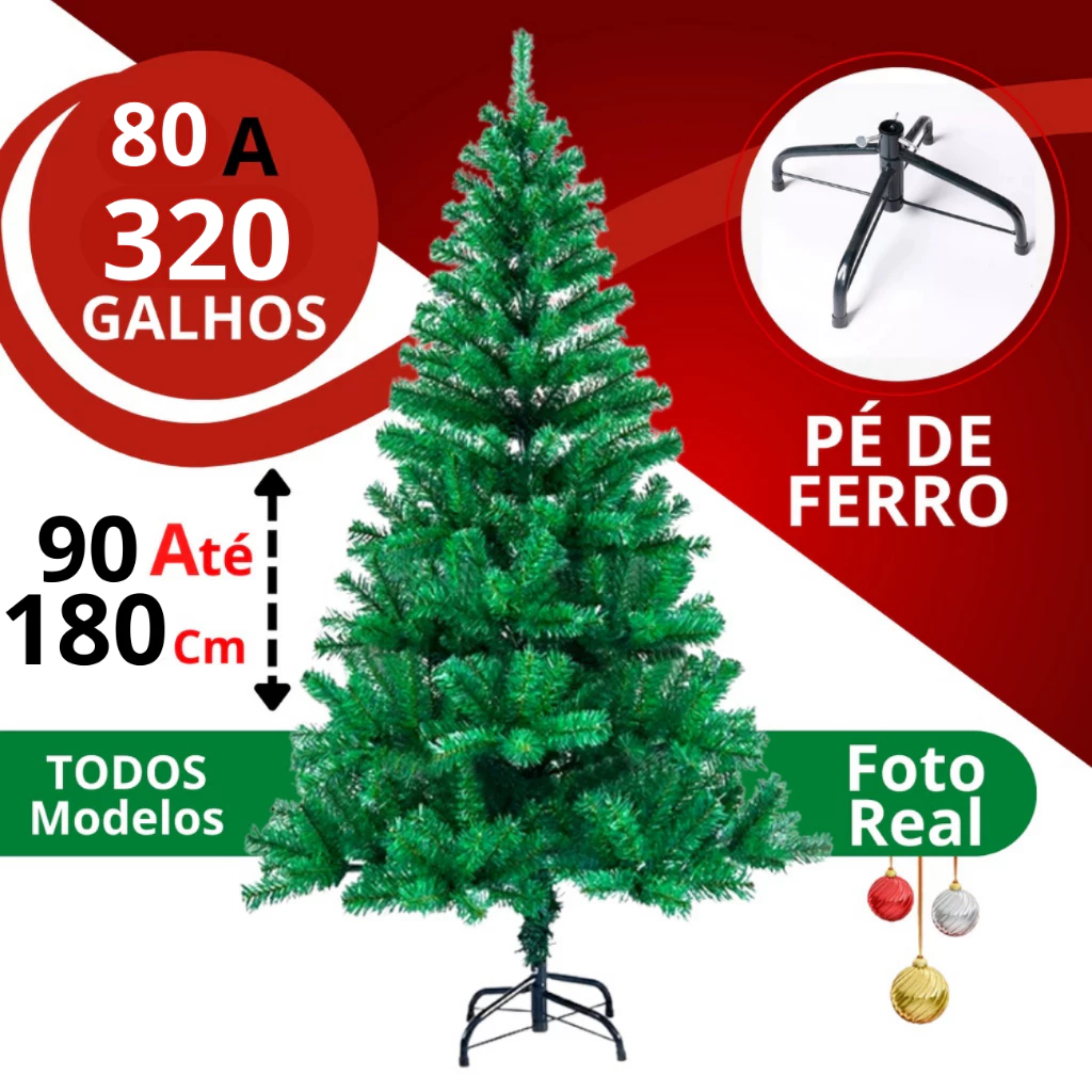 Arvore Natal Grande Pinheiro Decoração Natal 120cm 150cm 180cm 210cm Até 450 Galhos