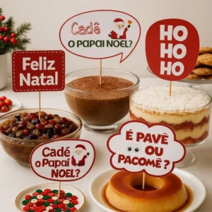 Kit com 5 Plaquinhas para Mesa de Natal Decorativa / Decoração Natal / Feliz Natal