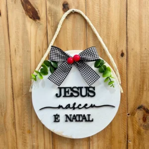 Placa de Porta Natal Jesus Nasceu é Natal Placa de Porta de Entrada Jesus Decoração de Natal