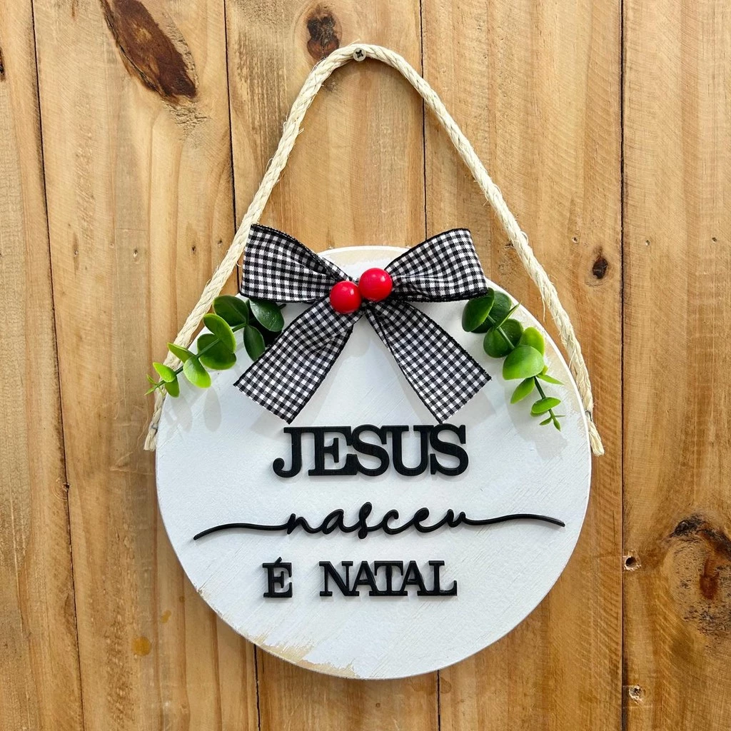 Placa de Porta Natal Jesus Nasceu é Natal Placa de Porta de Entrada Jesus Decoração de Natal