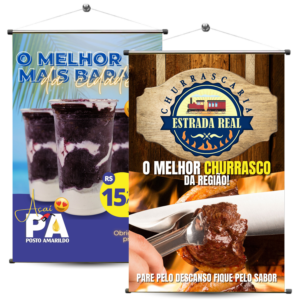 Banner em Lona com Tubete e Corda 40x60cm Verniz Total | Impressão Premium