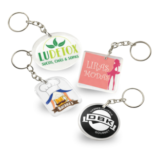 Chaveiro de Acrílico Personalizado 50und | Brinde Promocional com Impressão UV