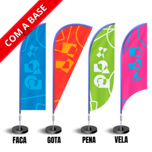 Wind Banner 3m em Tecido Oxford | Kit Completo com Base